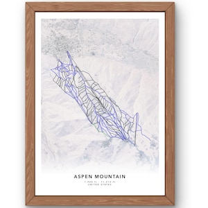 Aspen Mountain Alpine Ski Map Poster US