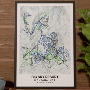 Big Sky Resort Alpine Ski Map Poster US