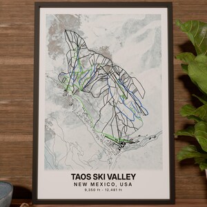Taos Ski Valley Ski Alpin Map Poster US
