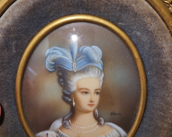 Vintage Miniature original portrait in brass frame