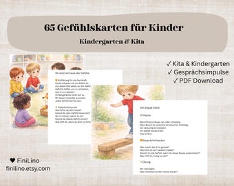 65 emotion cards for children, learning about emotions, kindergarten/daycare materials, conversation starters
