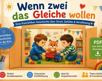 When two people want the same thing | Kamishibai story for kindergarten | Resolving feelings and conflicts | PDF for daycare