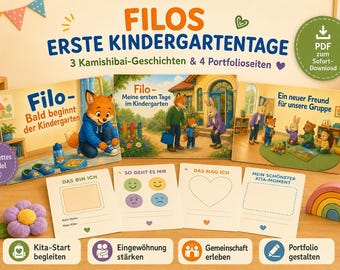 Kindergarten Settling-In Bundle – 3 Kamishibai Stories with Portfolio Pages as PDF