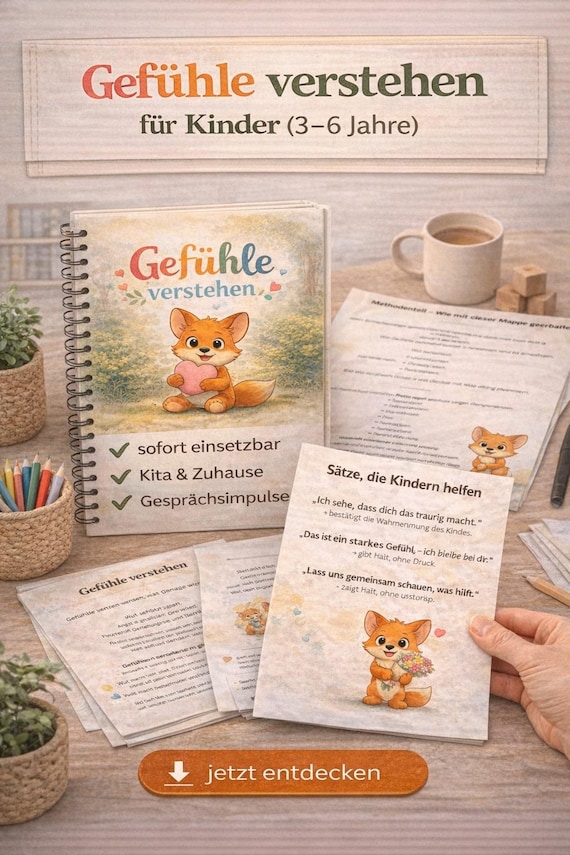Gefühle verstehen Kindergarten PDF – Materialmappe Kita (3–6) | Emotionsarbeit, Morgenkreis, Spiele & Impulse