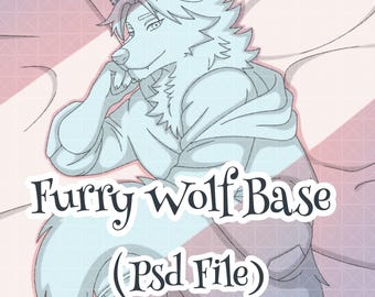 Furry Wolf Base PSD, Anthro Character Template, Fursona Canine Character Bases (Digital File)