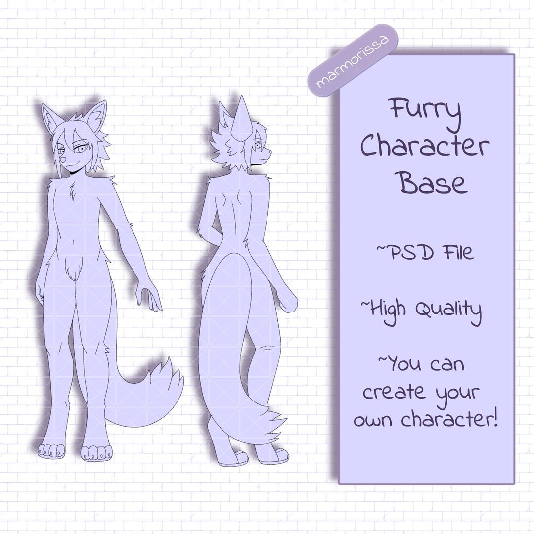 Furry Character Base Template, Anthro OC Design, Canine Fursona Art ...