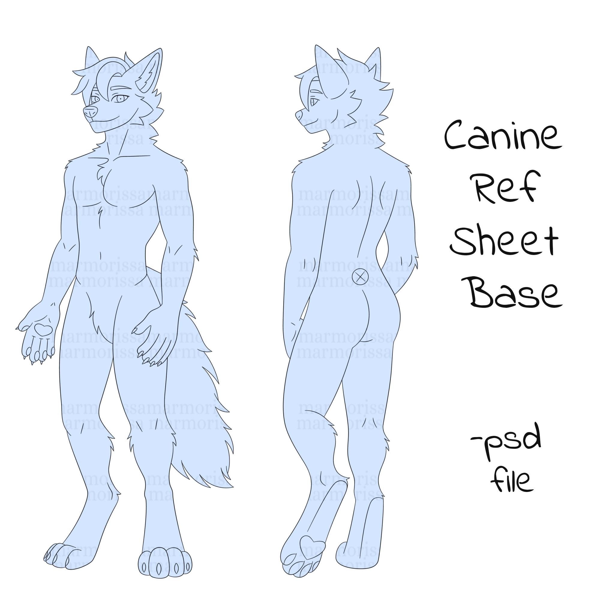 Furry Canine Reference Sheet Base | Editable PSD Character Creator ...