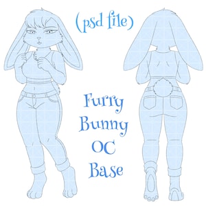 Base PSD de Furry Bunny: Base del personaje Fursona Rabbit (Descarga digital)