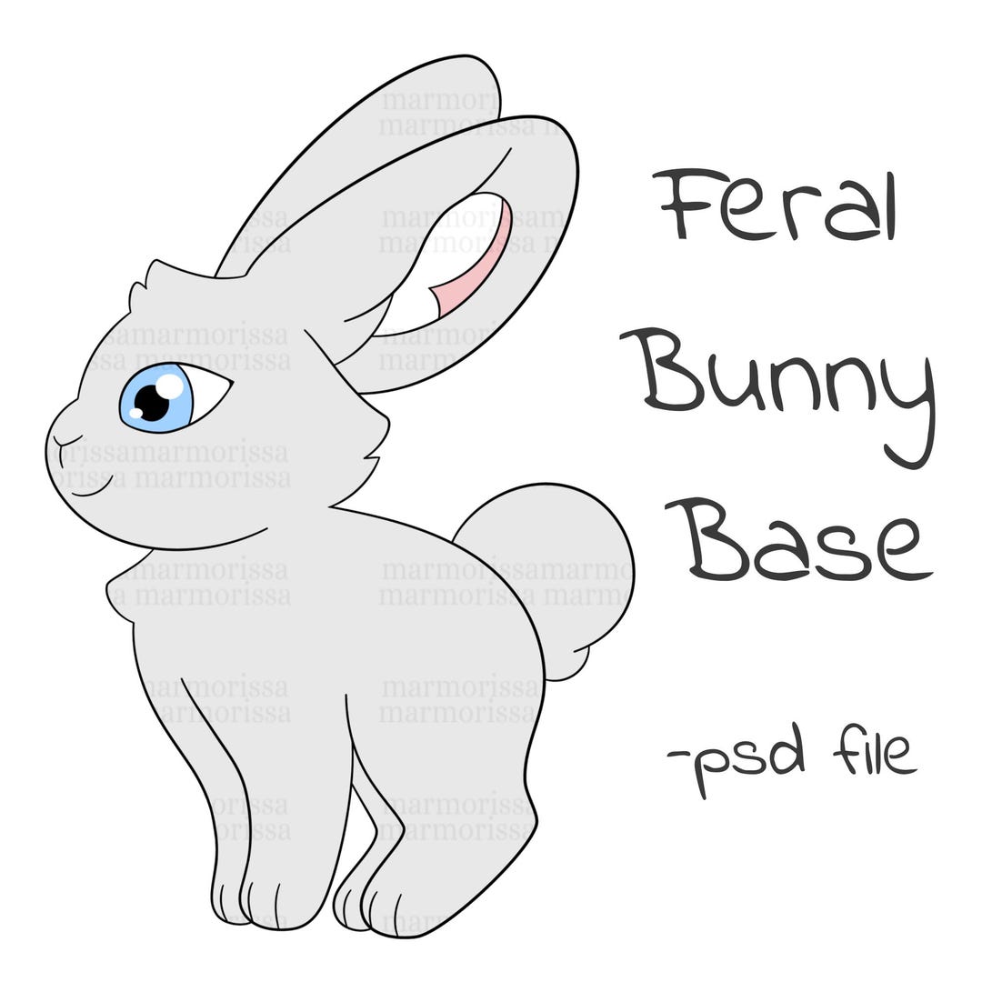 Base Rabbit Cartoon Feral Bunny Base | Furry Rabbit Base | P2U | Editable PSD File - Etsy