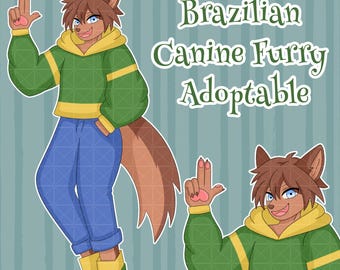 Brazilian Canine Furry Adoptable, OC Fursona Adopt, Canine Character Design, Anthro Male, Full Rights