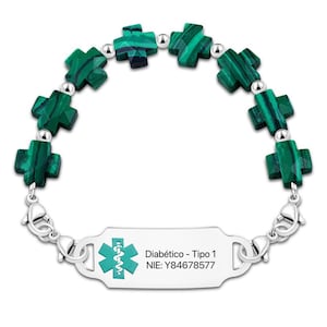 Stylish Beaded Medical ID Bracelet for Women - Personalized Engraved Emergency Jewelry with Reusable Clasp, Allergy/Diabetes Safety Gift