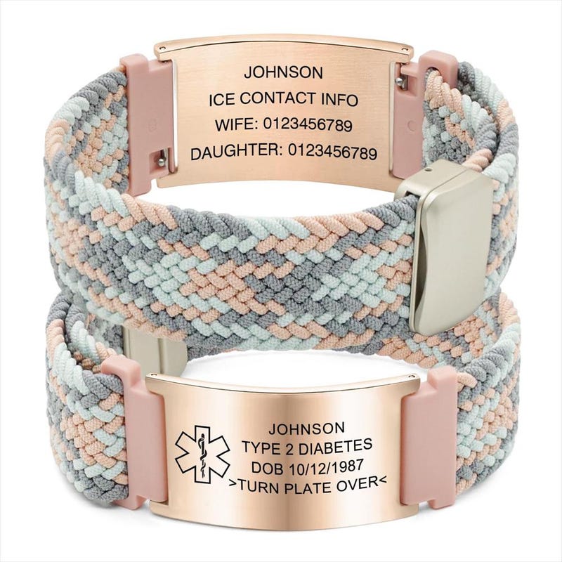 Custom Medical Alert Bracelet Stainless Steel Hypoallergenic ID Tag  Engraved Adjustable Band for Women Men Diabetes Allergy Emergency Gift