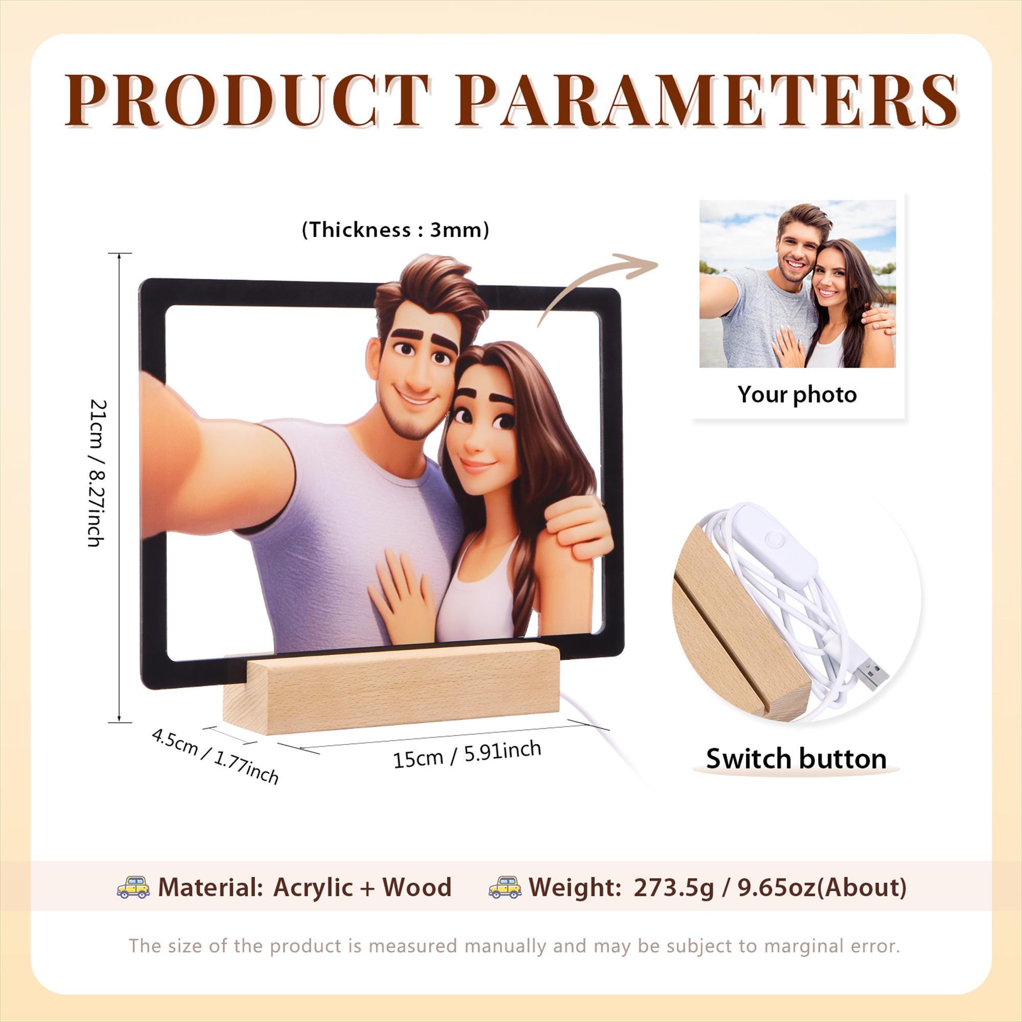 Custom Cartoon Night Light, Personalized Photo Portrait LED Lamp ...