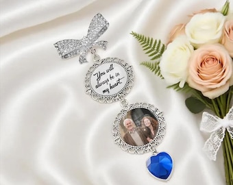 Memorial Bridal Bouquet Charm, Bouquet Memory Charm, Wedding Memorial Keepsake, Flower Bouquet Photo Charm, Memory Remembrance Brooch