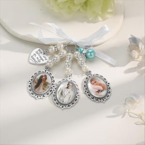 Personalized Wedding Bouquet Charm - Memorial Jewelry, Custom Photo Charm, Bridal Gift, Angel Charm Memory Charm for Family Photos