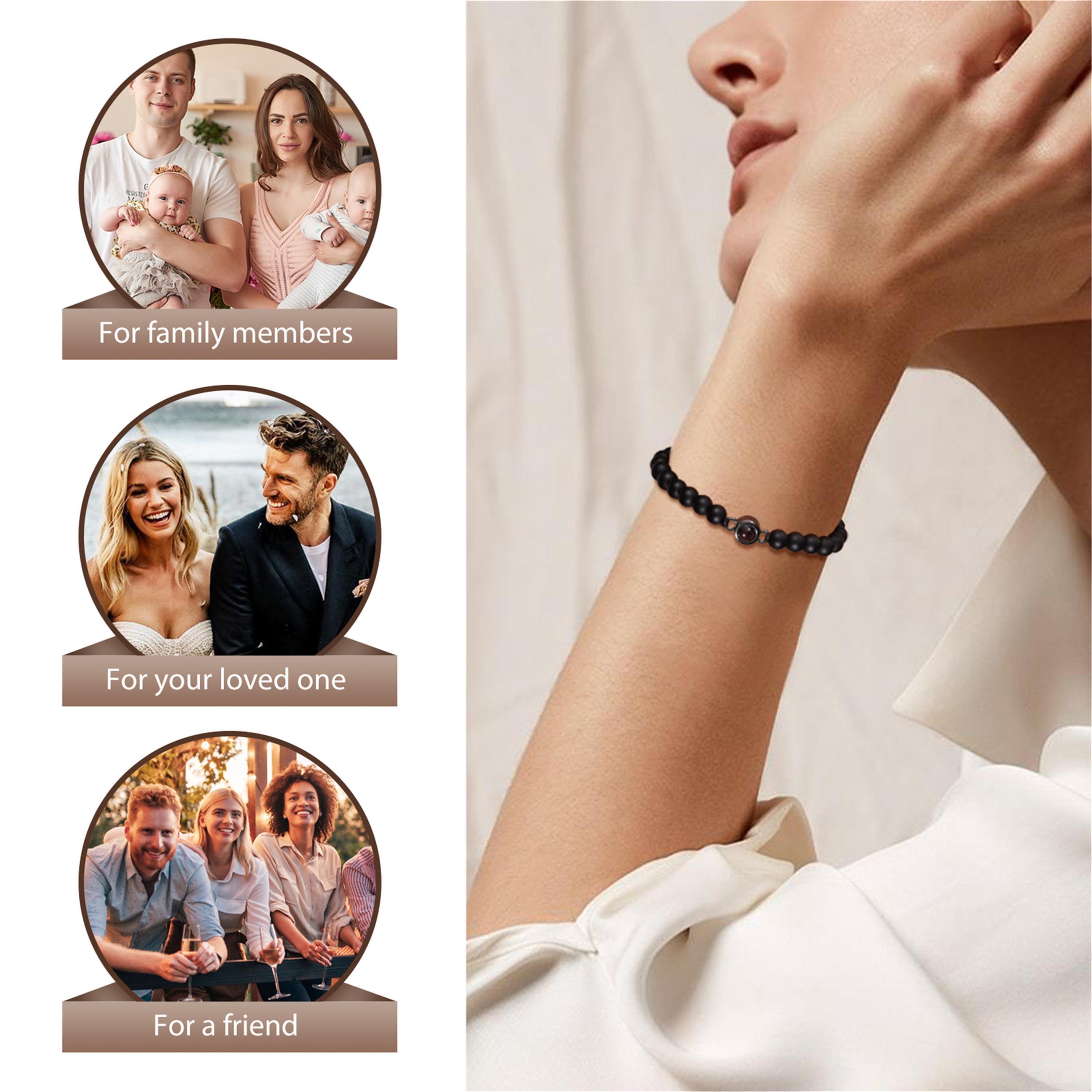 Bracciale Regalo Con Ciondolo A Proiezione “Ti Amo” In 100 Lingue – Perline In Pietra Naturale