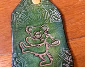 Dancing Bear Grateful Dead Keychain Hand-tooled hand-dyed Cowhide Leather Keychain by LostSailorDesign