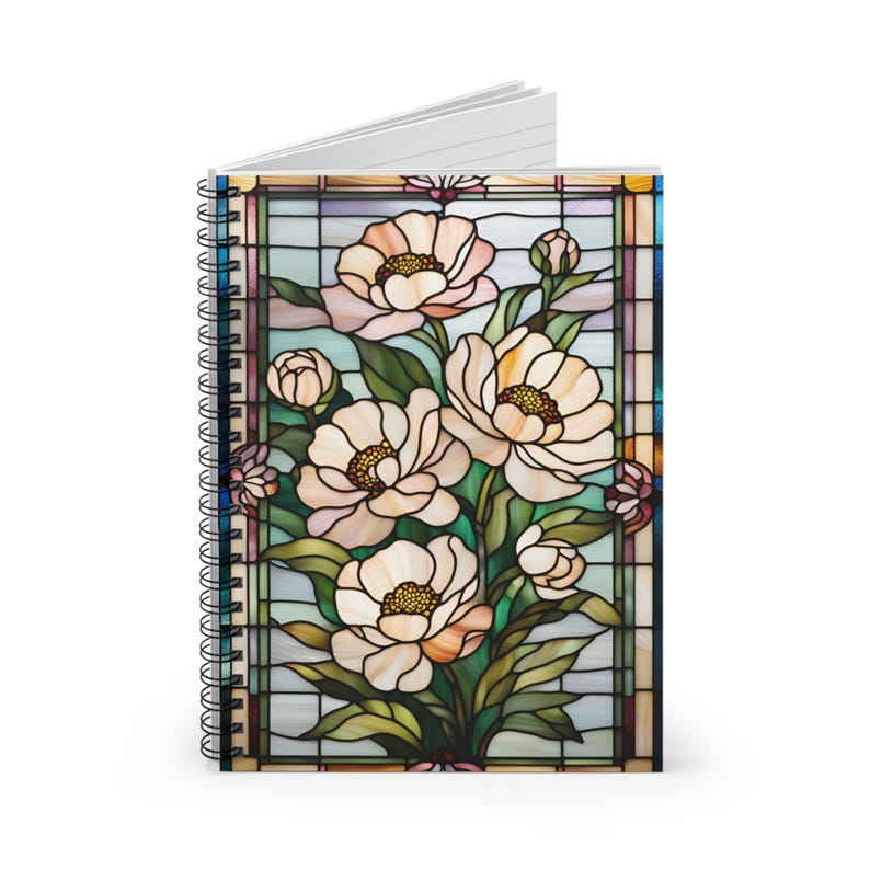 Floral Stained Glass Spiral Notebook – Ruled Journal, Elegant Design - Etsy