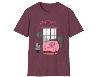 Knitting Therapy Cotton T-Shirt, Funny Knitting Lover Gift