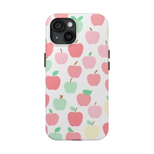 Pastel Apple Pattern Phone Case, Durable Cell Phone Cover, Cute Fruit Design, Perfect Gift for Apple Lovers, Fall Accessories