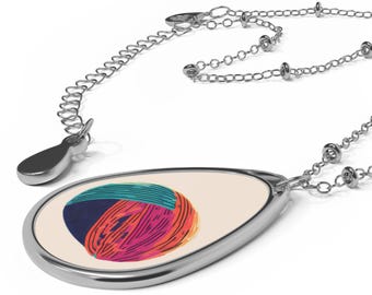 Colorful Yarn Ball Pendant Necklace, Crafting Jewelry