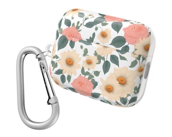 Floral Print AirPods Case, Elegant Polycarbonate Cover