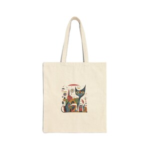 Cat Canvas Tote Bag, Eco-Friendly Shopper, Cute Cat Gift, Whimsical Beach Tote, Cat Lover Bag
