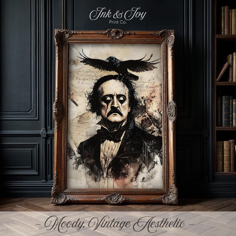 Edgar Allan Poe Printable Wall Art • Vintage Gothic Literature Painting ...