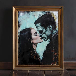 Frankenstein and Bride Wall Art • Gothic Horror Print • Dark Romantic Decor • Vintage Monster Couple • Macabre Art • Digital Download