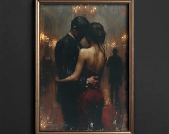 Haunting Ballroom Printable Wall Art • Vintage Gothic Couple Painting • Moody Dark Academia Decor • Digital Download