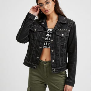 Women Black Suede Jacket with Studs | Custom Handmade western suede jacket | Fall genuine suede jacket | Gift for Her | Rocker Style