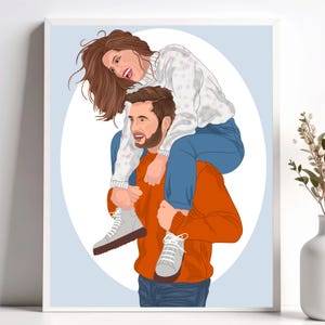 Custom Couple Portrait, Anniversary or Birthday Gift, Gift for Partner - Valentine, Relationship Keepsake, Hand Drawn Family Drawing
