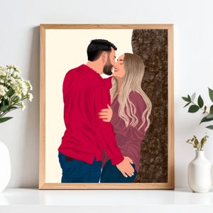 Custom Couple Portrait, Personalized Couple Illustration, Gift for Her, Gift for Him, Birthday - Anniversary - Wedding Gift, Couple Wall Art