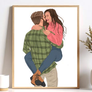 Custom Couple Portrait, Gift for Him or Her, Family Keepsake, Relationship Artwork, Hand Drawn Wall Art, Gift for Partner, Digital Painting