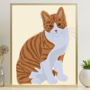 Custom Cat Portrait, Personalized Pet Portrait, Pet Portrait from Photo, Pet Memorial Art, Gift for Pet Parents, Cat Lover, Pet Gifts