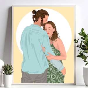Custom Couple Portrait, Family Drawing, Anniversary or Birthday Gift, Gift for Partner, Relationship Keepsake, Hand Drawn Couple Painting