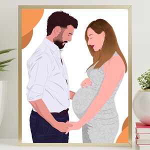 Spersonalizowany portret ciążowy, prezent dla nowej mamy i taty, prezent dla matki, przyszłej mamy, prezent ciążowy, nowi rodzice, rodzice po raz pierwszy