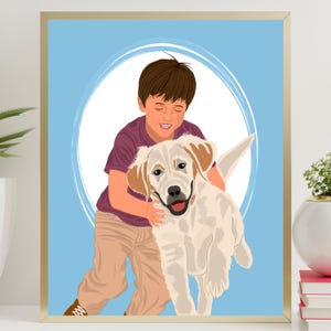 Custom Boy Portrait, Personalized Kids Art, Digital Child Illustration, Gift for Parents, Toddler Portrait, Baby Boy Drawing, Dog Portrait