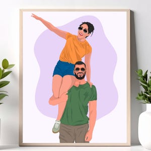 Personalized Couple Portrait, Custom Couple Illustration, Anniversary Gift for Him, Gift for Her, Wedding Gift, Digital Couple Artwork