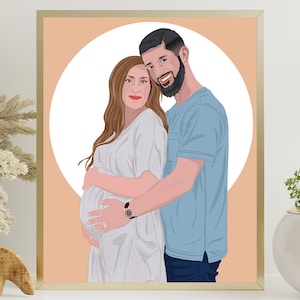 Spersonalizowany portret ciążowy, prezent ciążowy, prezent na baby shower, prezent dla nowej mamy, prezent dla matki, prezent na pchnięcie, spersonalizowany prezent, wyjątkowy prezent