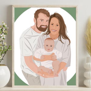 カスタムカップルポートレート、パーソナライズされた愛のイラスト、デジタル記念日ギフト、結婚祝い、ロマンチックなカップルの絵、家族ポートレート