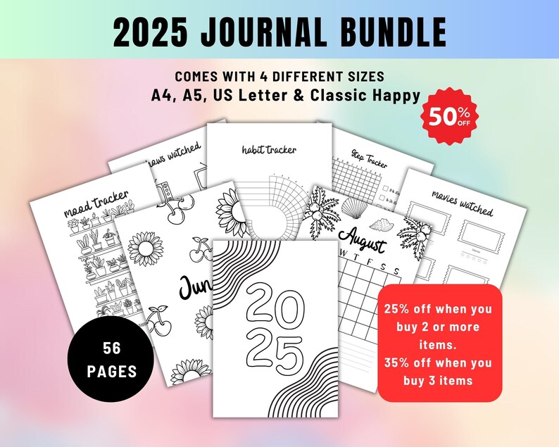 2025 Bullet Journal Bundle | Printable Journal Pages | Digital Planner ...