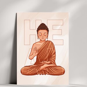 Heal All – Poster Buddha / Poster Meditazione Mindfulness / Decorazione Zen Spirituale / Poster Yoga Minimalista / Arte Calmante per l'Ufficio Domestico