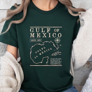 Golf von Mexiko T-Shirt - Vintage Karte Design, perfekt für Strandliebhaber, Reise-Enthusiasten, Sommerspaß, Urlaubskleidung, Geschenke