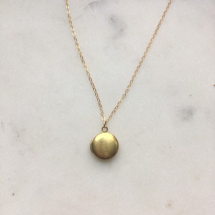 Dainty gold locket necklace on gold filled chain gift for her | Etsy