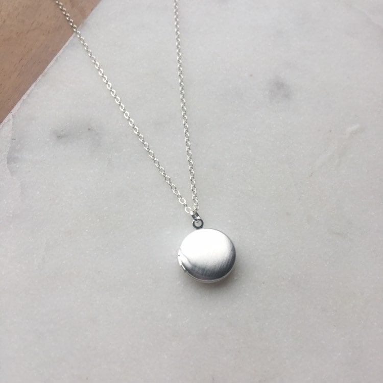 Dainty silver locket necklace, gift for her, small silver locket neck…