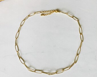 Gold paperclip choker,Mia , pretty layering jewelry