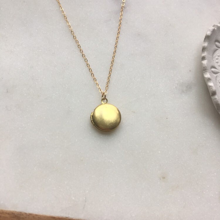 Dainty gold locket necklace on gold filled chain gift for her Etsy