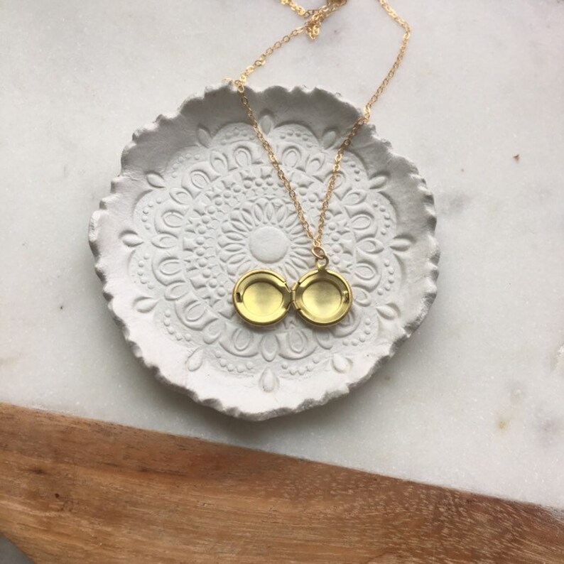 Dainty gold locket necklace on gold filled chain gift for her Etsy
