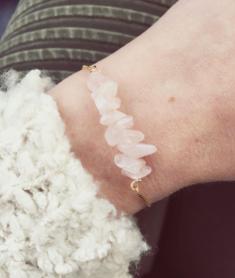 Rose Quartz Adjustable Bracelet Rose Quartz Bracelet Raw Etsy